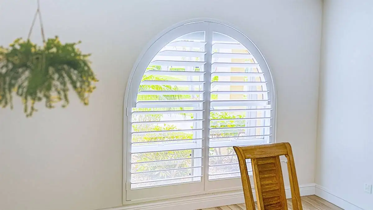 Arched Windows Shutters White Double Arched Window In The Dining Area Ev Blinds Treatment Store 1200x675px