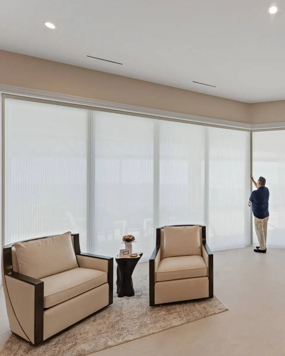 Babcock Ranch Light Filtering Cellular Sliders Field Dining Full Close With Man Ev Blinds Treatment Store 960x1200px