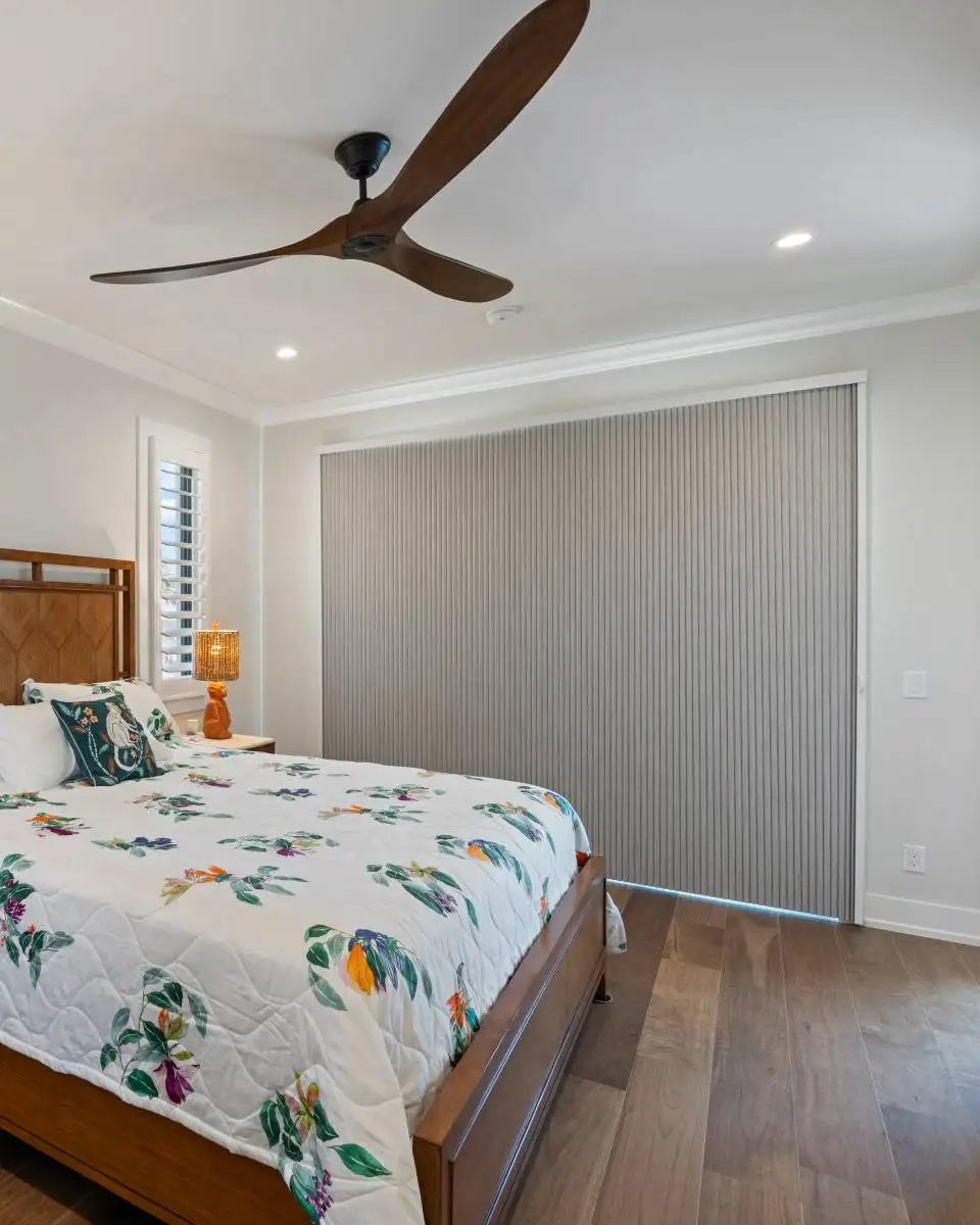 Blackout Cellular Sliders Bedroom Beach Side View Full Close Ev Blinds Treatment Store 960x1200px