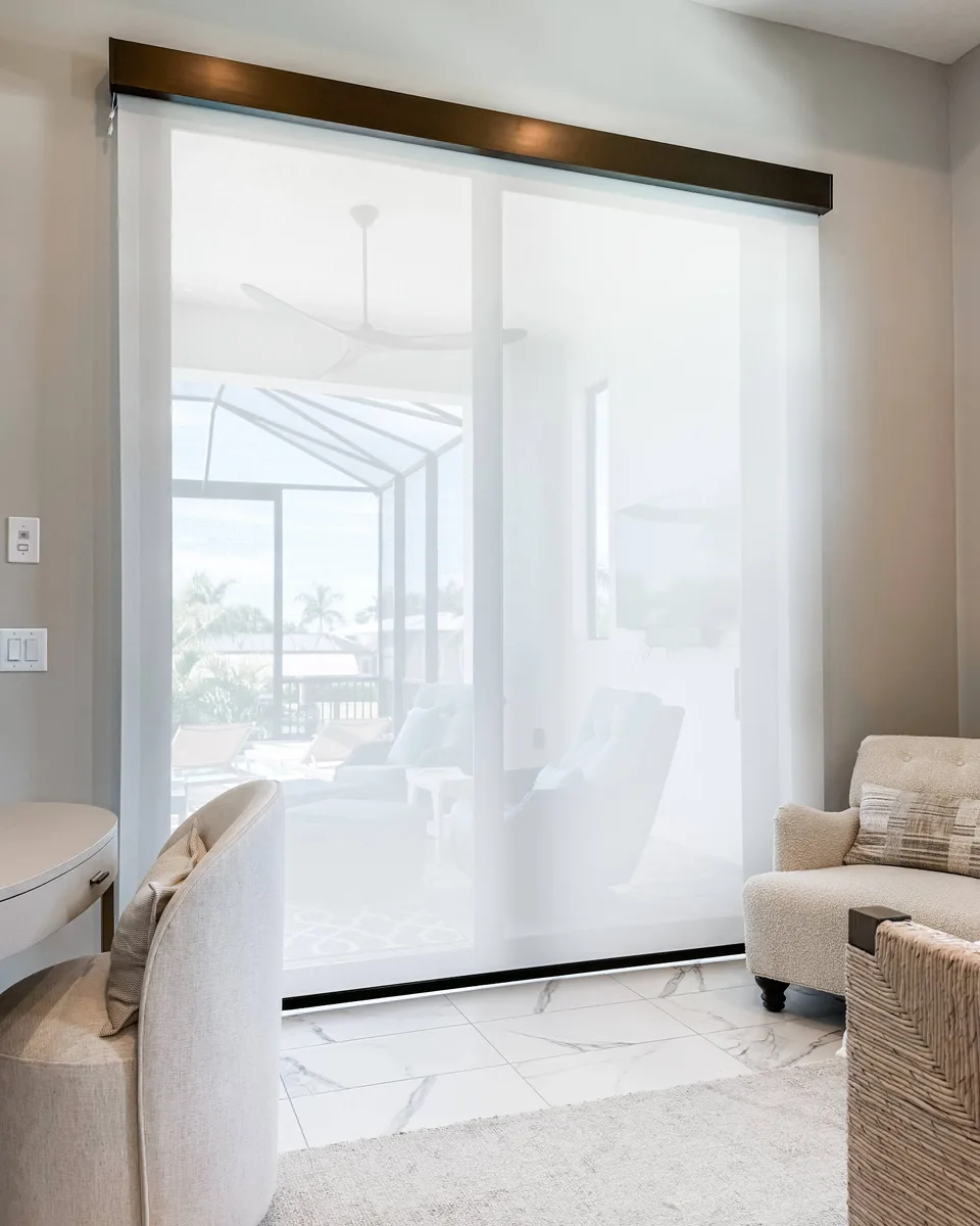 Blackout Shades for sliding doors in living room in Estero Bay