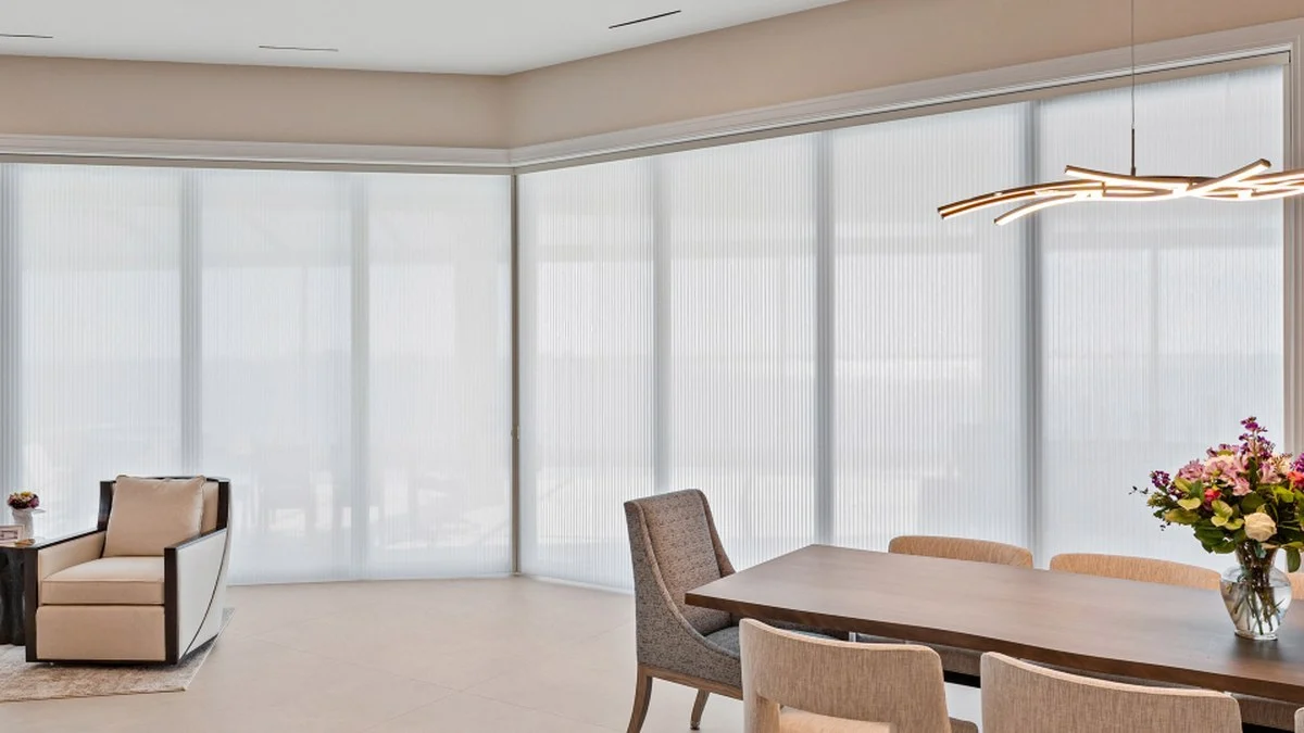Custom cellular blind selected for insulation and filtered daylight