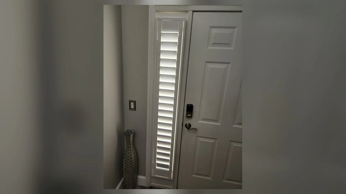 French door blind coordinated with nearby window coverings