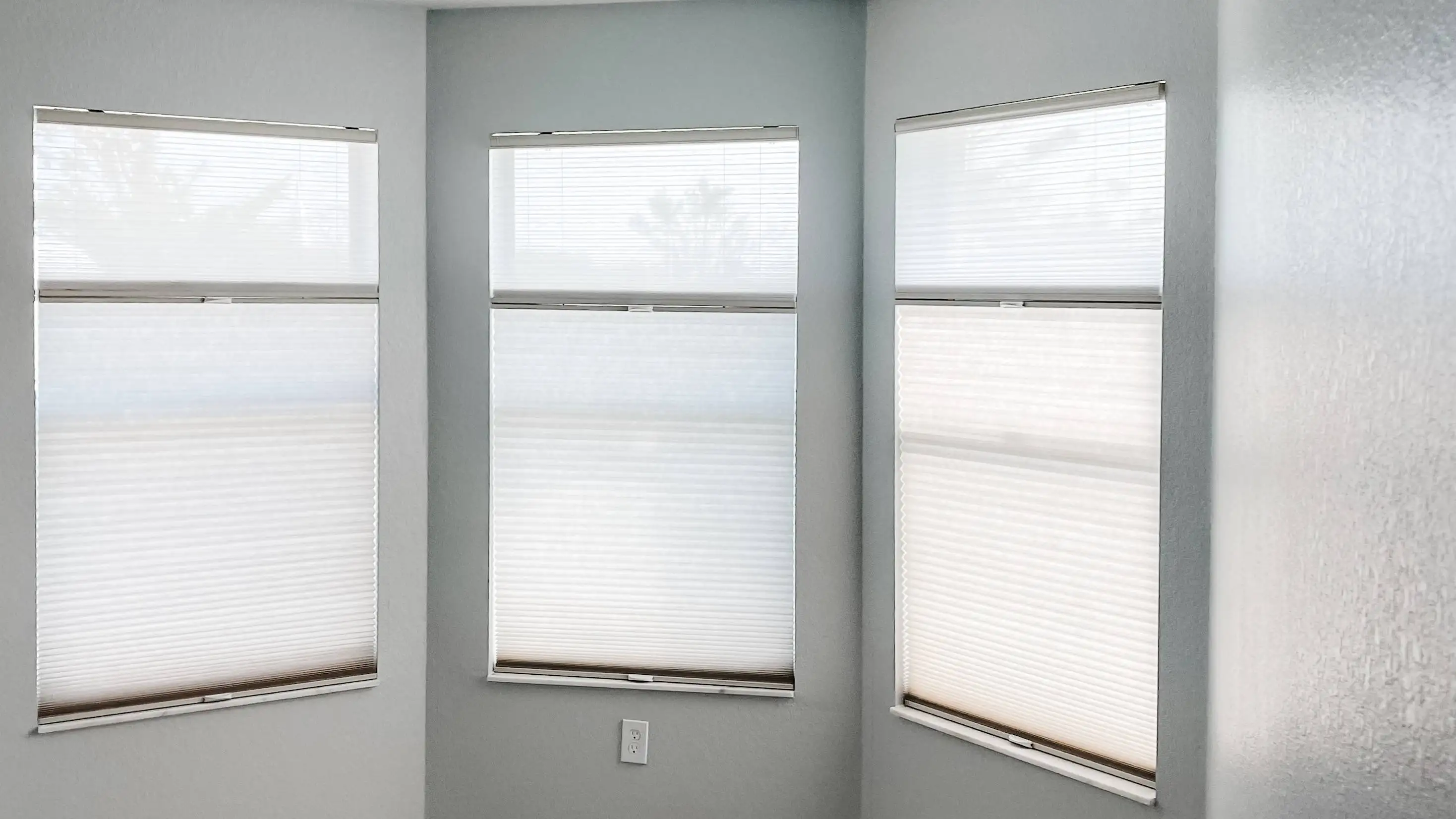 Cellular Shades for bay windows in living room in Bonita Springs