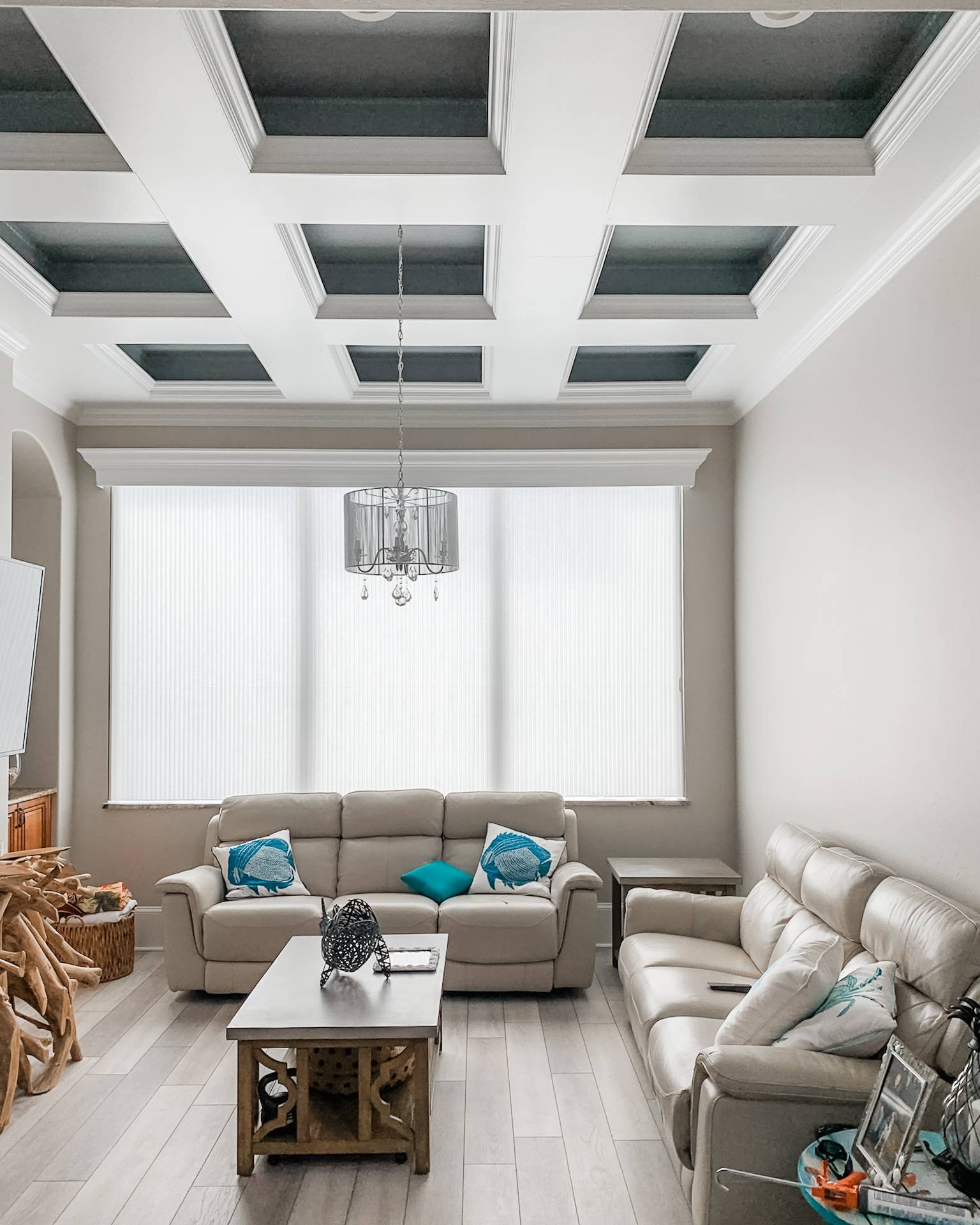 Cellular Shades for large windows in living room in Fort Myers