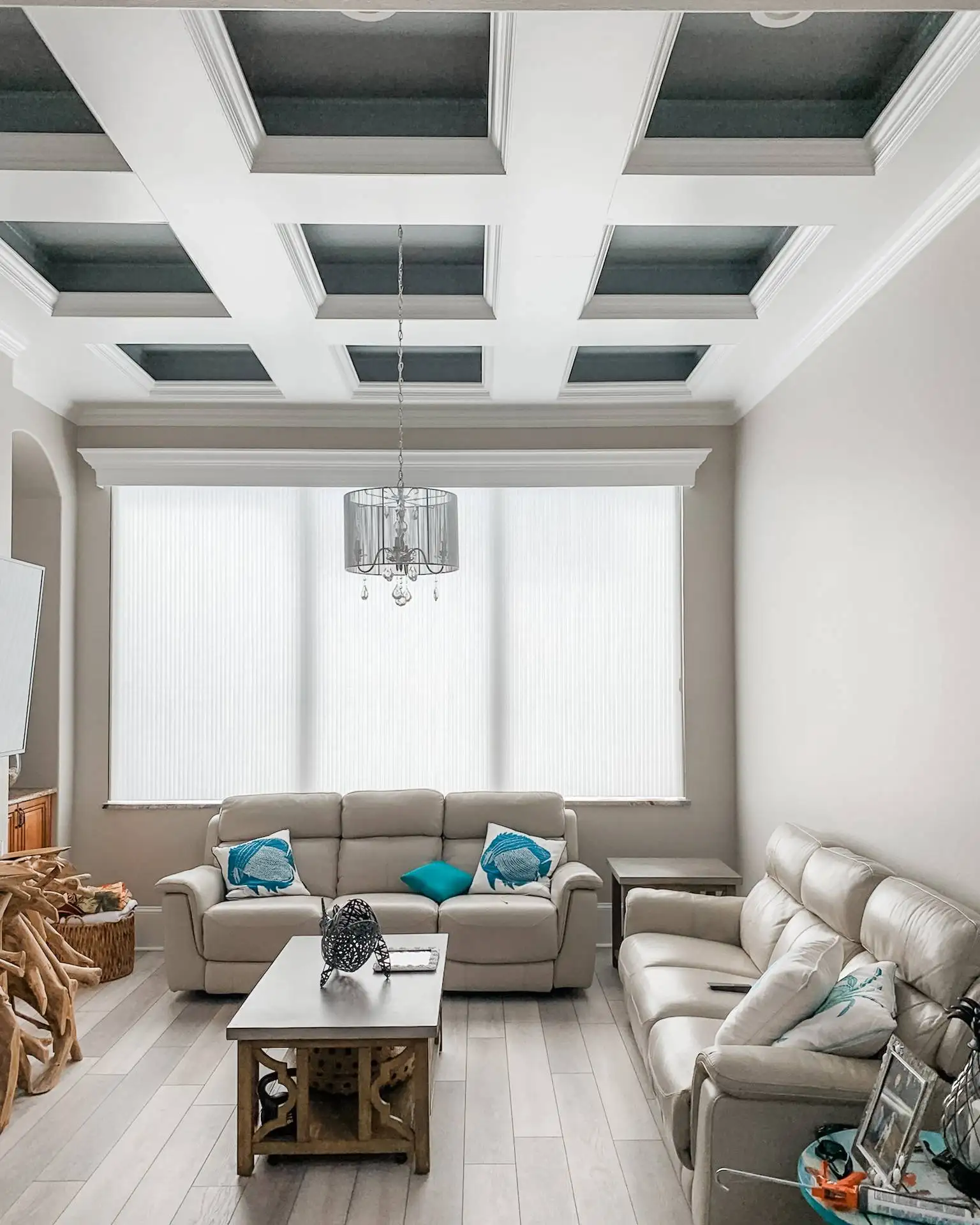 Cellular Shades for large windows in living room in Fort Myers