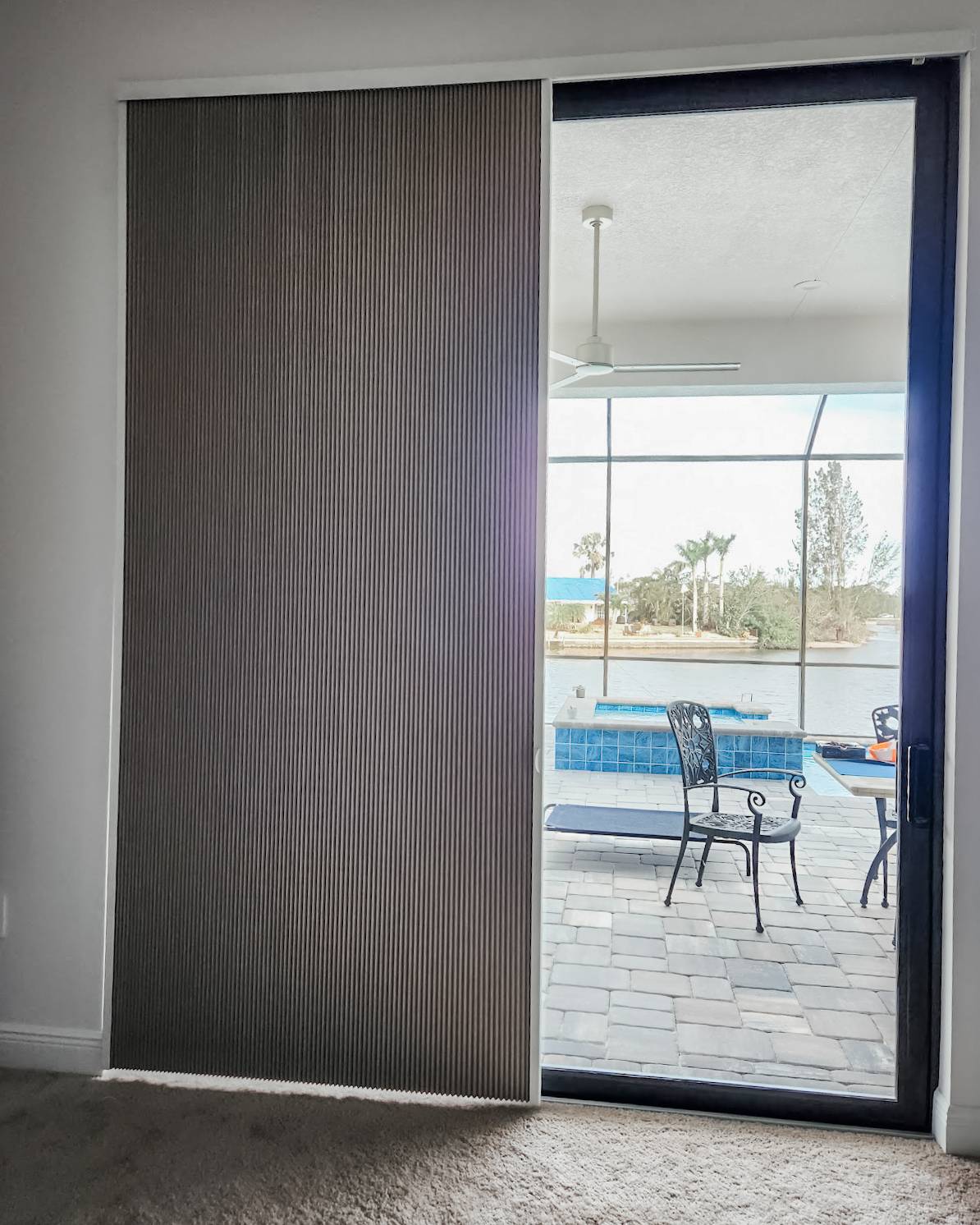Cellular Shades for Sliding Door in living room in Cape Coral