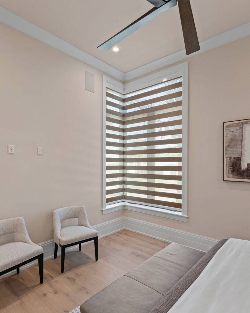 Contemporary Zero Corner Blinds installed in a SWFL bedroom