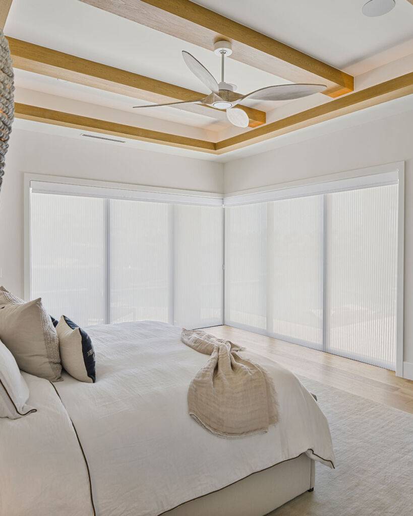 Motorized Slider Double Shades in Bedroom Installation