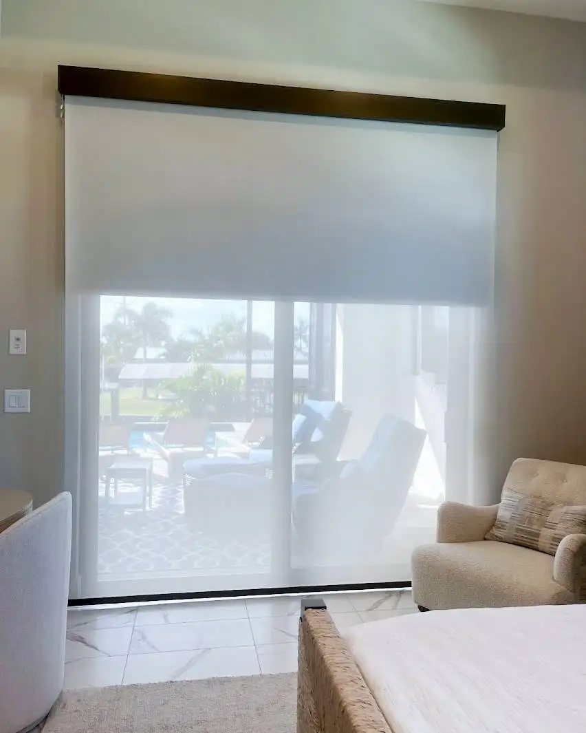 Zebra Blinds Bedroom Double Window in Kitchen