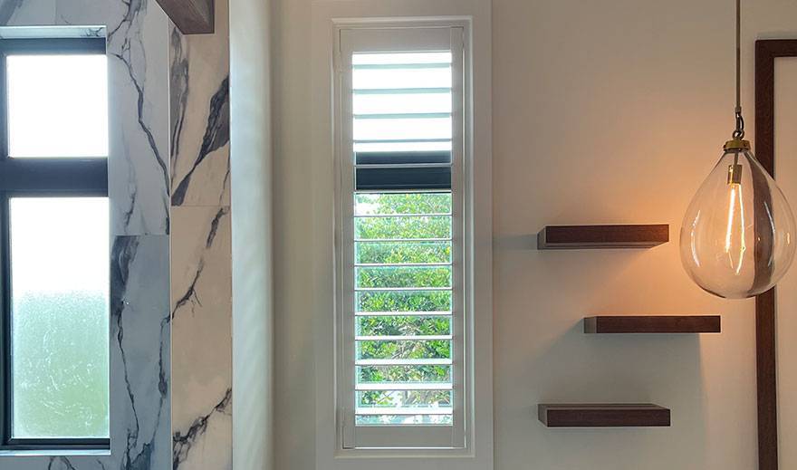 Faux Wood Plantation Shutters - Custom Window Treatments by EV Blinds