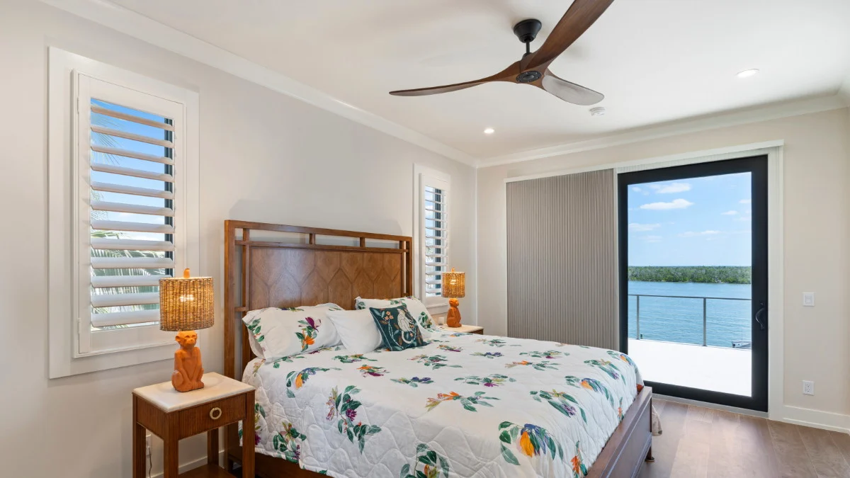 Opaque cellular slider shades reducing visible interior light