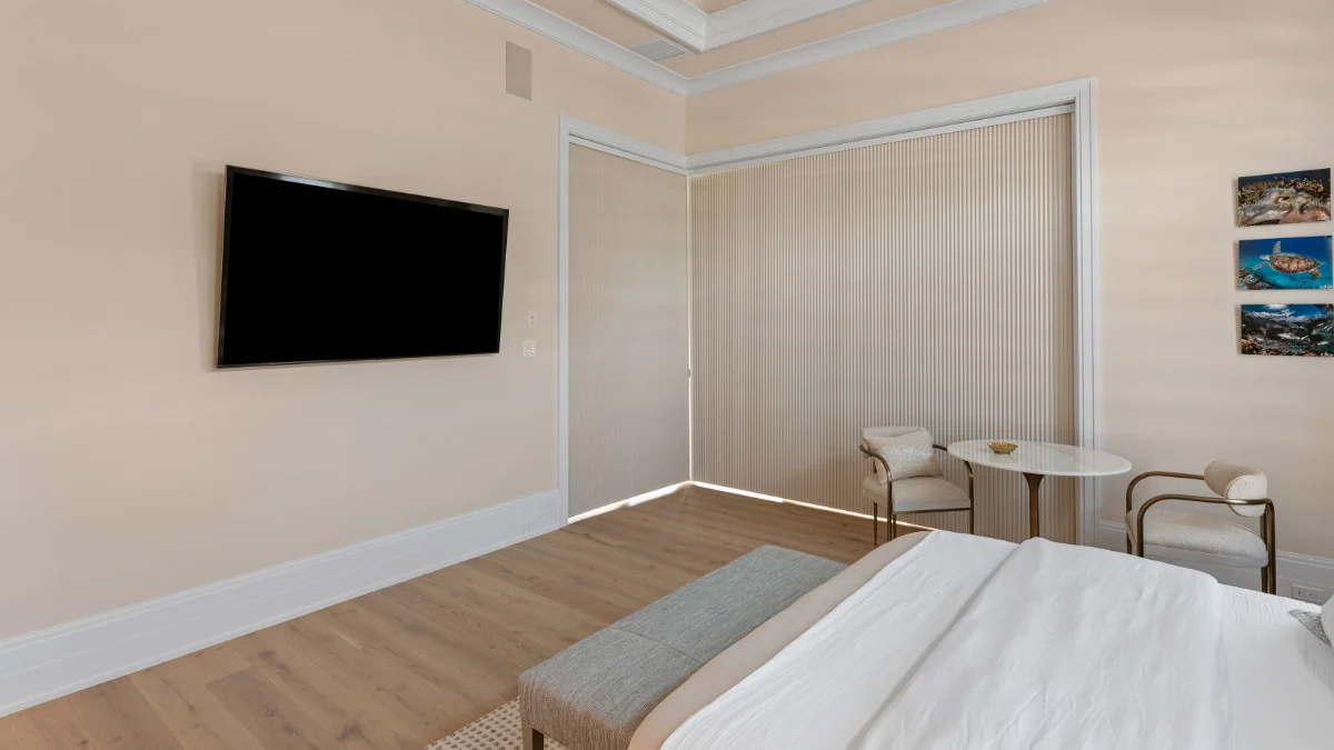 Opaque window shades helping manage beachfront interior light