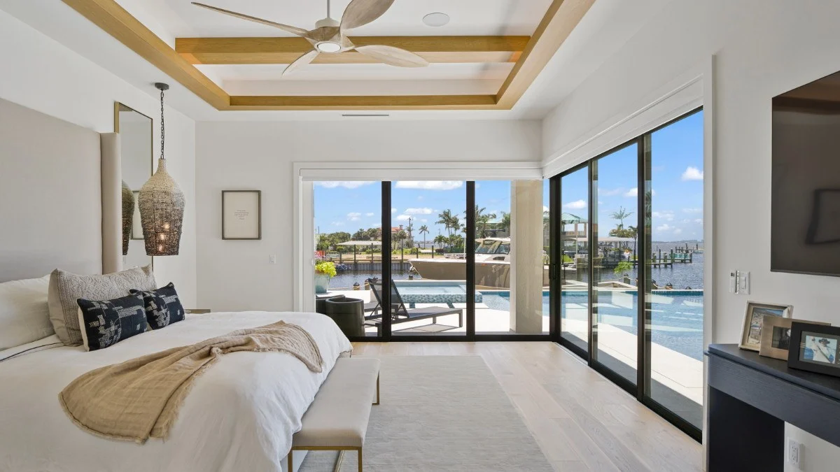 Sliding door covering planned around handles and patio access