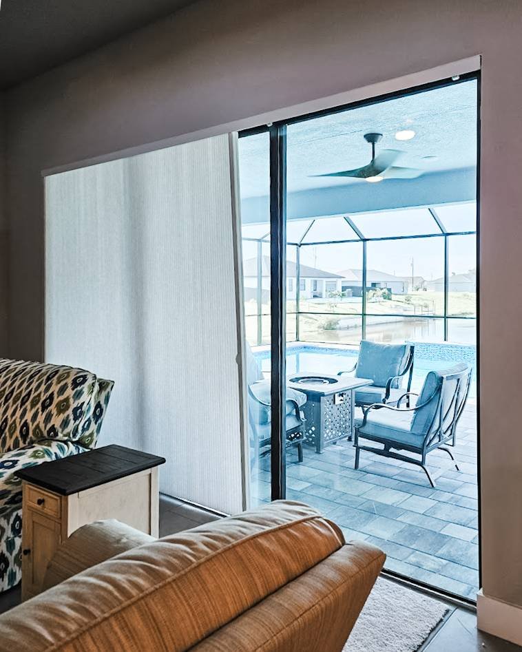 Cellular Shades | Sliding Door | living room | Fort Myers Cellular Shades for Sliding Door in living room in Fort Myers