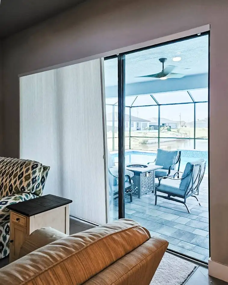 Cellular Shades for Sliding Door in living room in Fort Myers