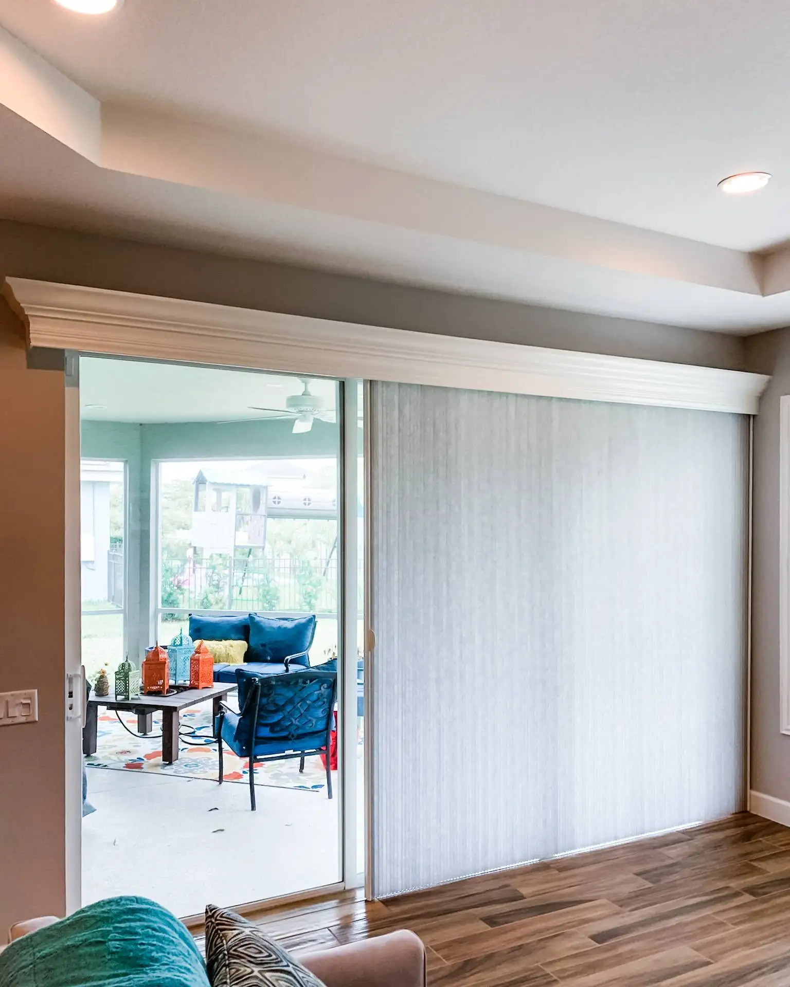 Cellular Shades for Sliding Door in living room in Fort Myers