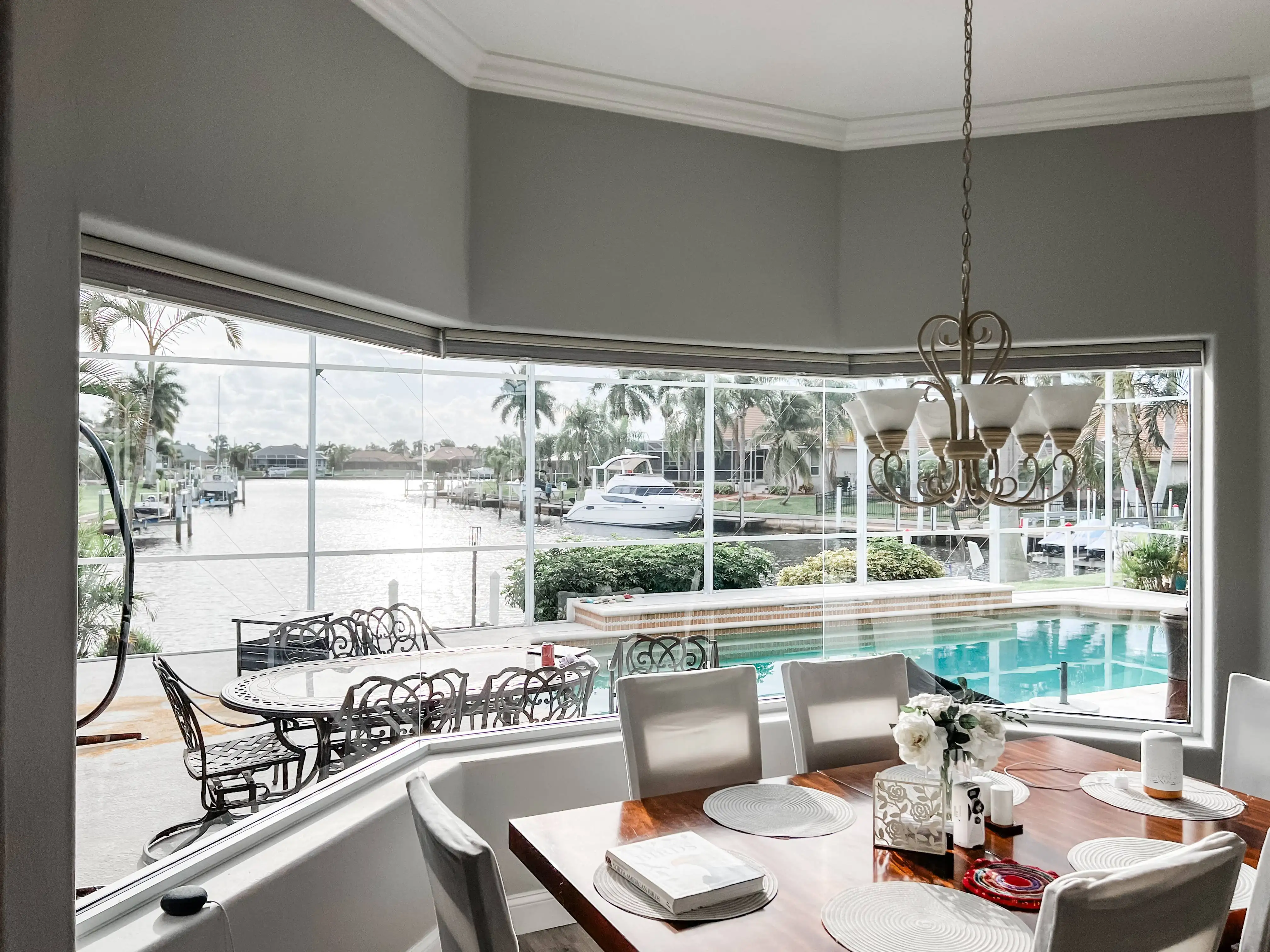 Light Filtering for bay windows in dining room in North Fort Myers