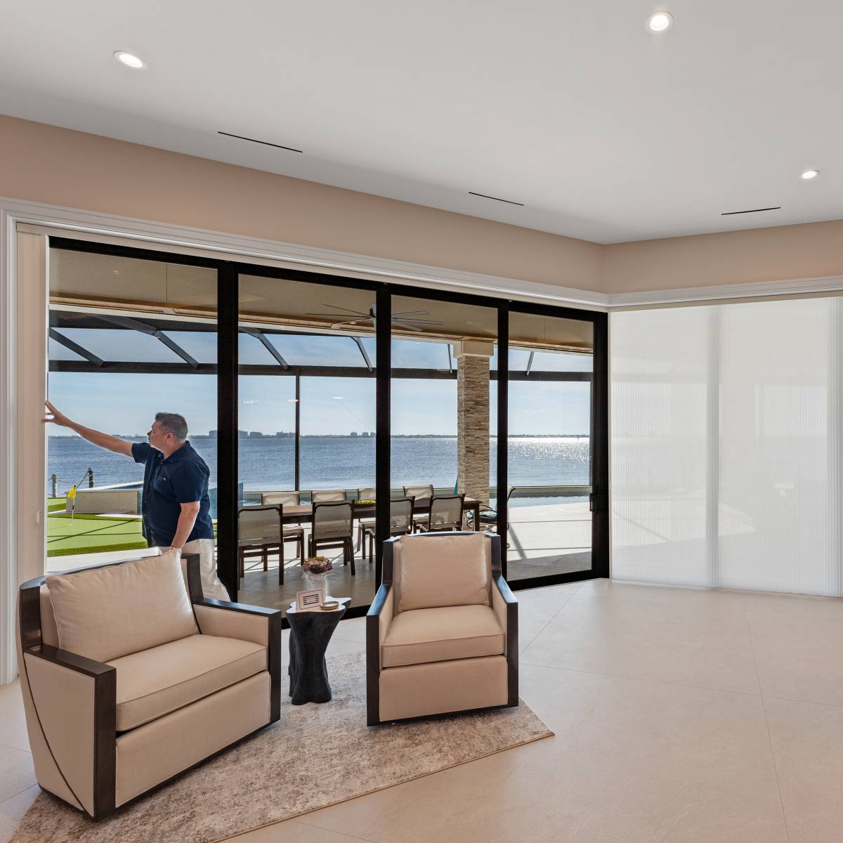 Light Filtering Cellular Sliders Dining Half Door Full Open With Man Ev Blinds Treatment Store 1200x1200px