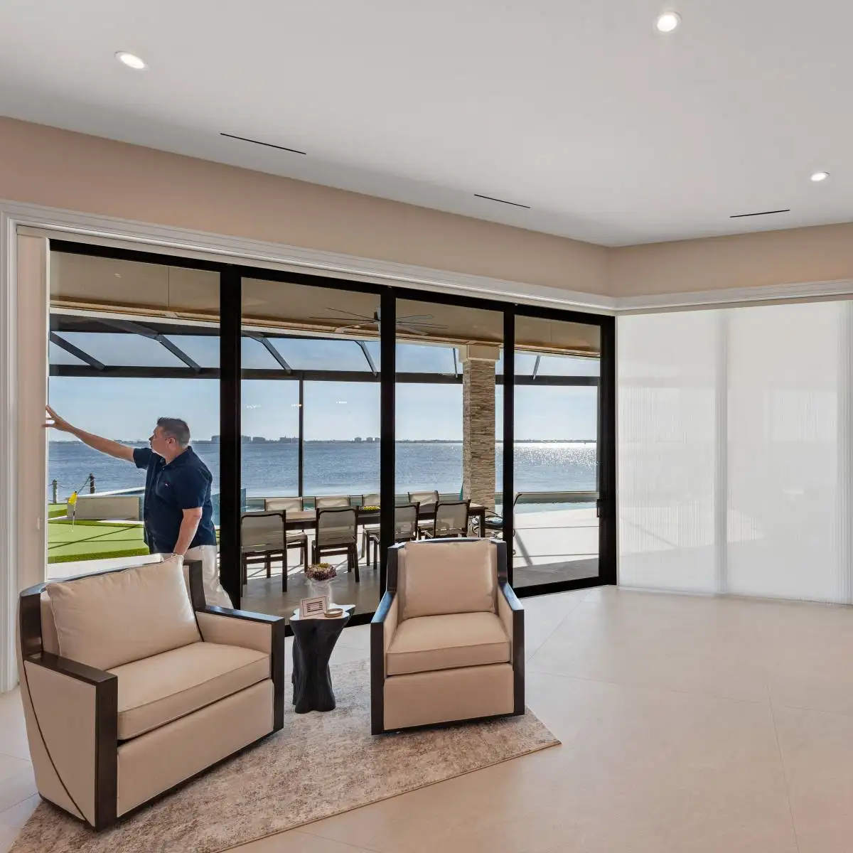 Light Filtering Cellular Sliders Dining Half Door Full Open With Man Ev Blinds Treatment Store 1200x1200px