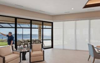 Light Filtering Cellular Sliders Dining Half Door Full Open With Man EV Blinds Light Filtering Cellular Sliders Dining Half Door Full Open With Man by EV Blinds custom window treatments