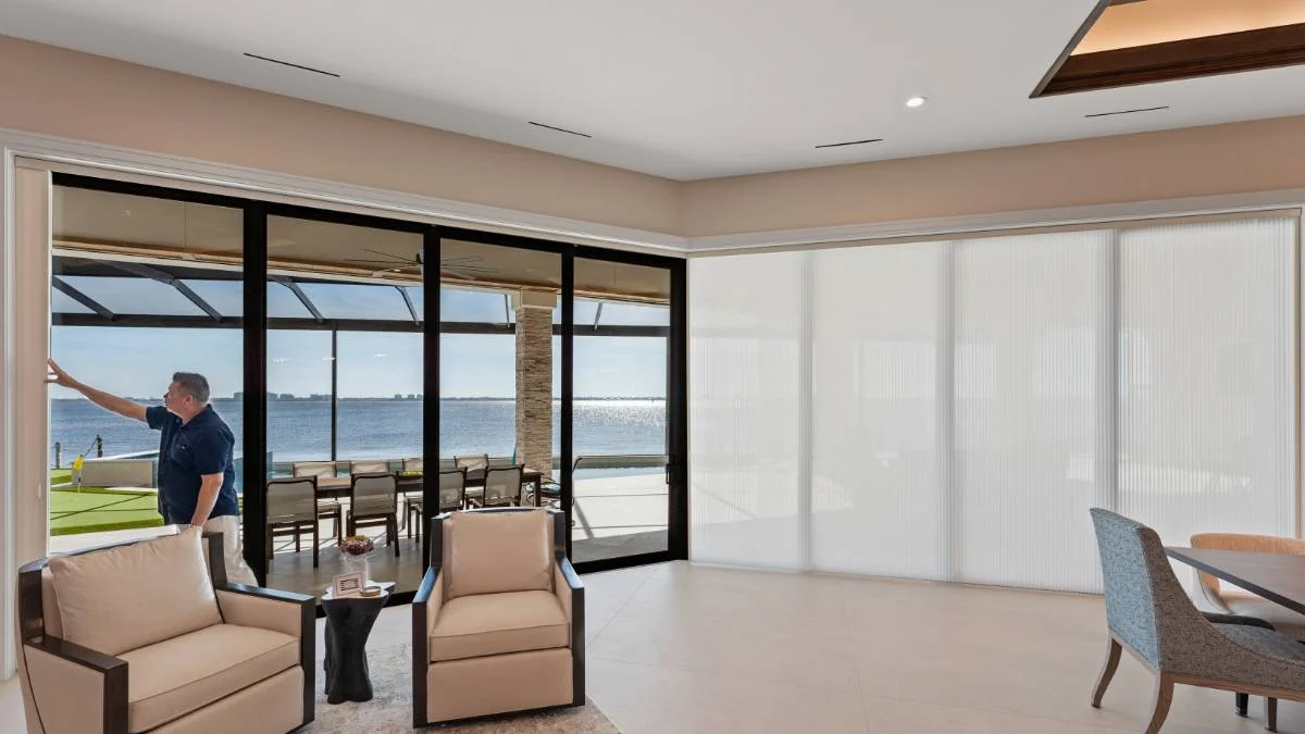 Light Filtering Cellular Sliders Dining Half Door Full Open With Man Ev Blinds Treatment Store 1200x675px