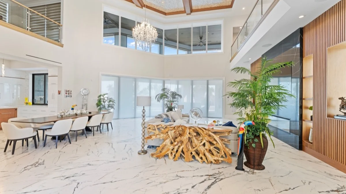 Light-filtering HoneycombSpan shades extended across expansive sliding glass doors