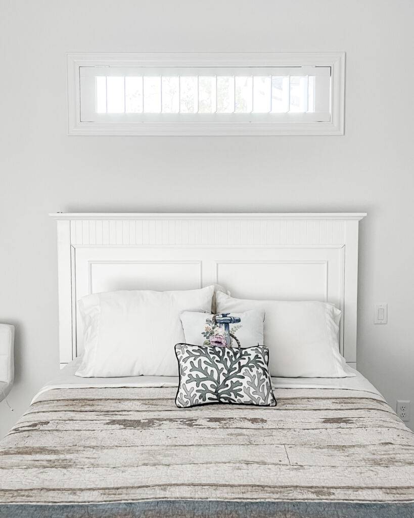 Custom minimalist design mini blinds installed in SWFL bedroom