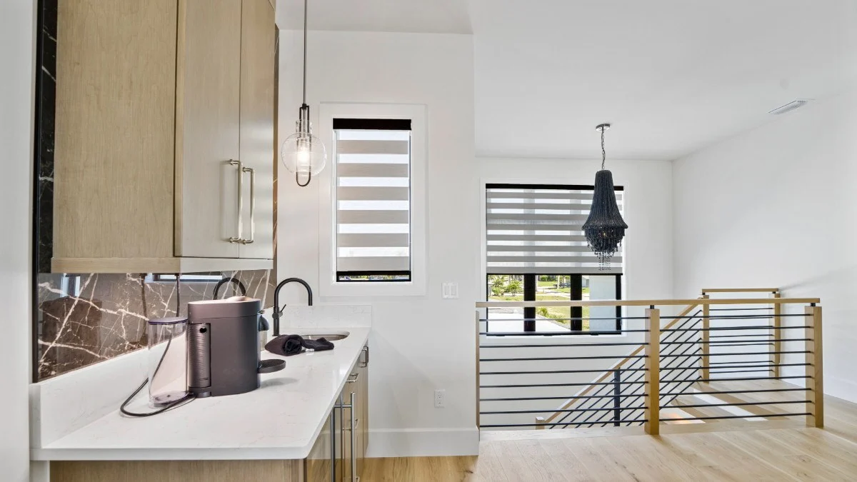 Layered shade aligned for filtered light and increased privacy
