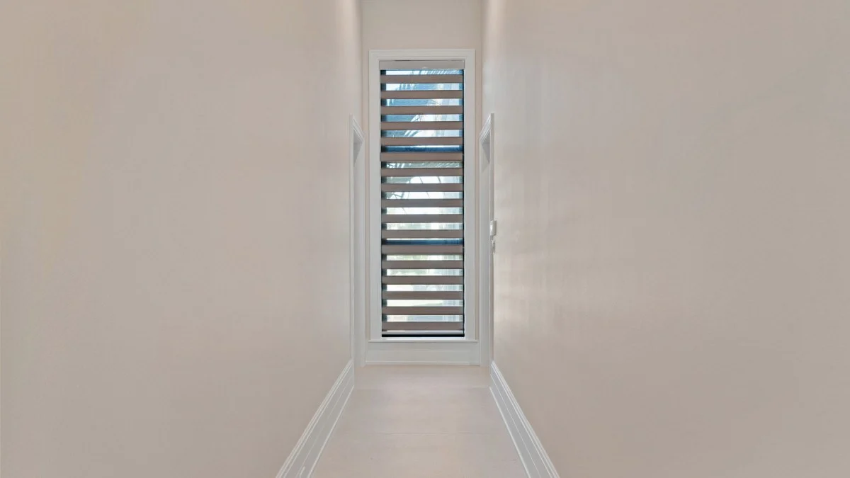 Zebra shade adjusted for daytime light control
