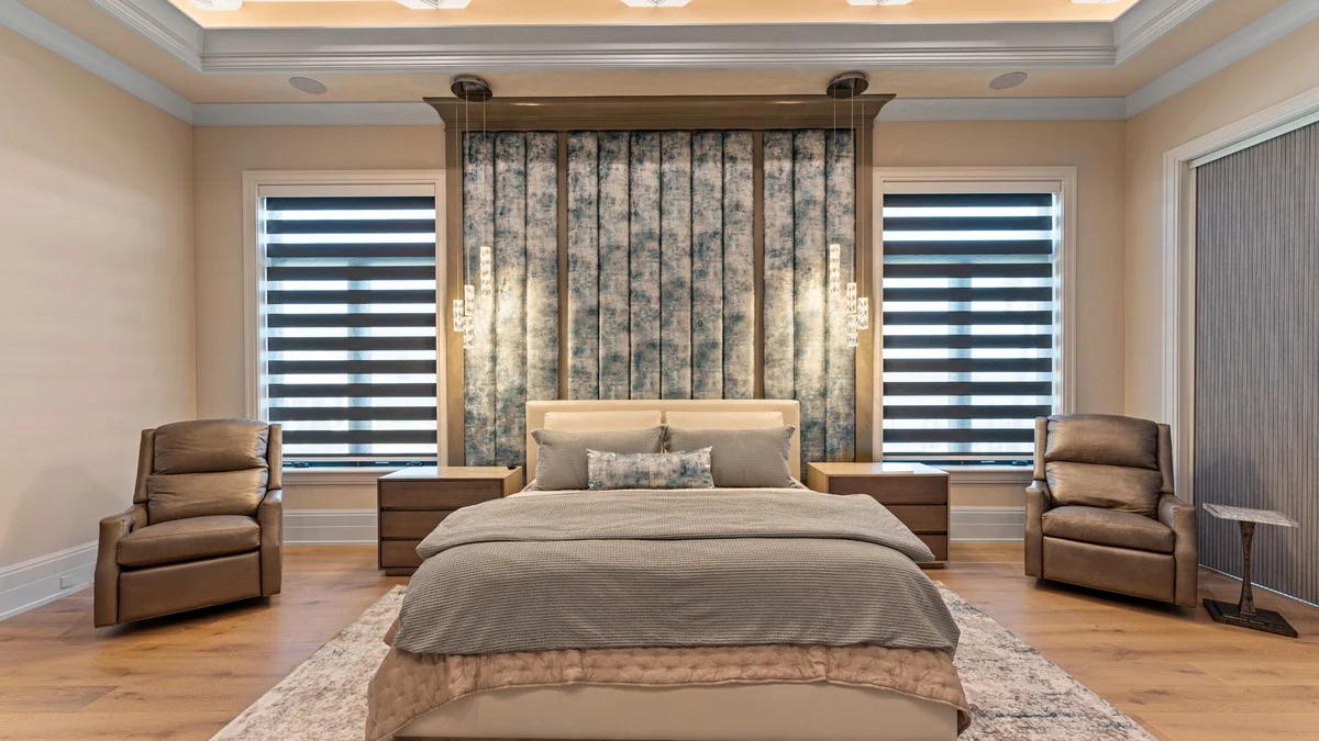 north-naples-coordinated-bedroom-shades-featured-5 Coordinated zebra shades and drapery in a coastal bedroom