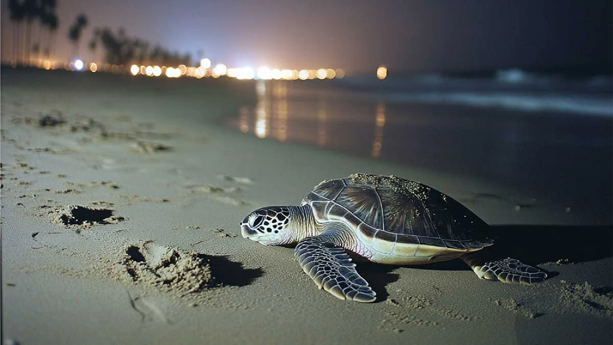 Photo Showing Impact Light Pollution Sea Turtles Where Artificial Lighting Disrupts Turtle Safe Blackout Shades Ev Blinds