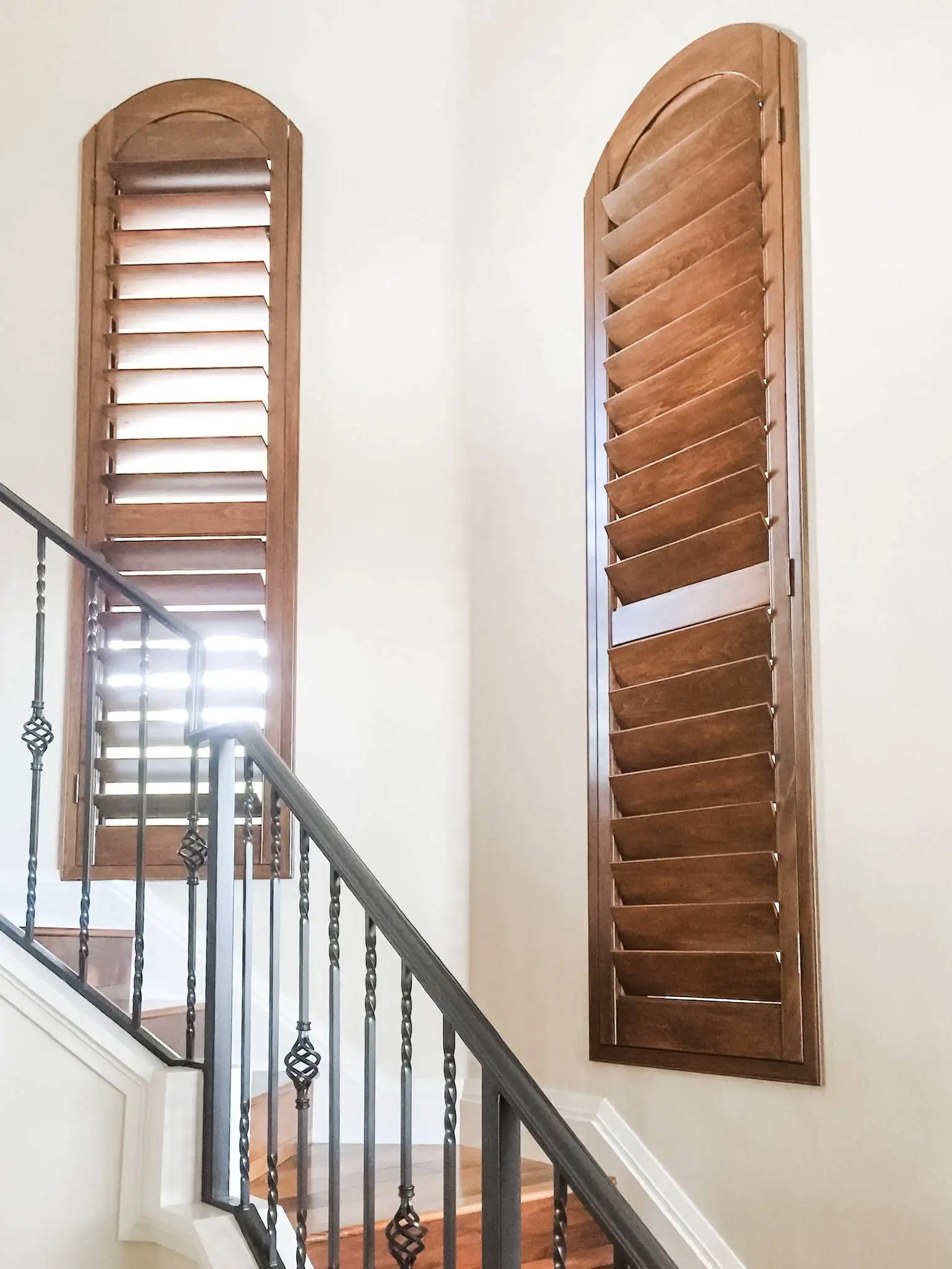 Plantation Shutters for arched windows in hallways in Punta Gorda