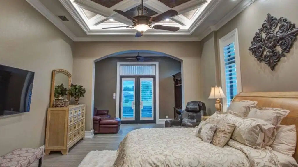 Plantation Shutters for door blinds in bedroom in Cape Coral