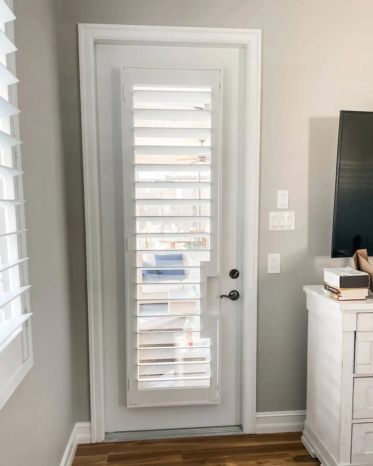 Plantation Shutters for door blinds in hallways in Pelican Bay
