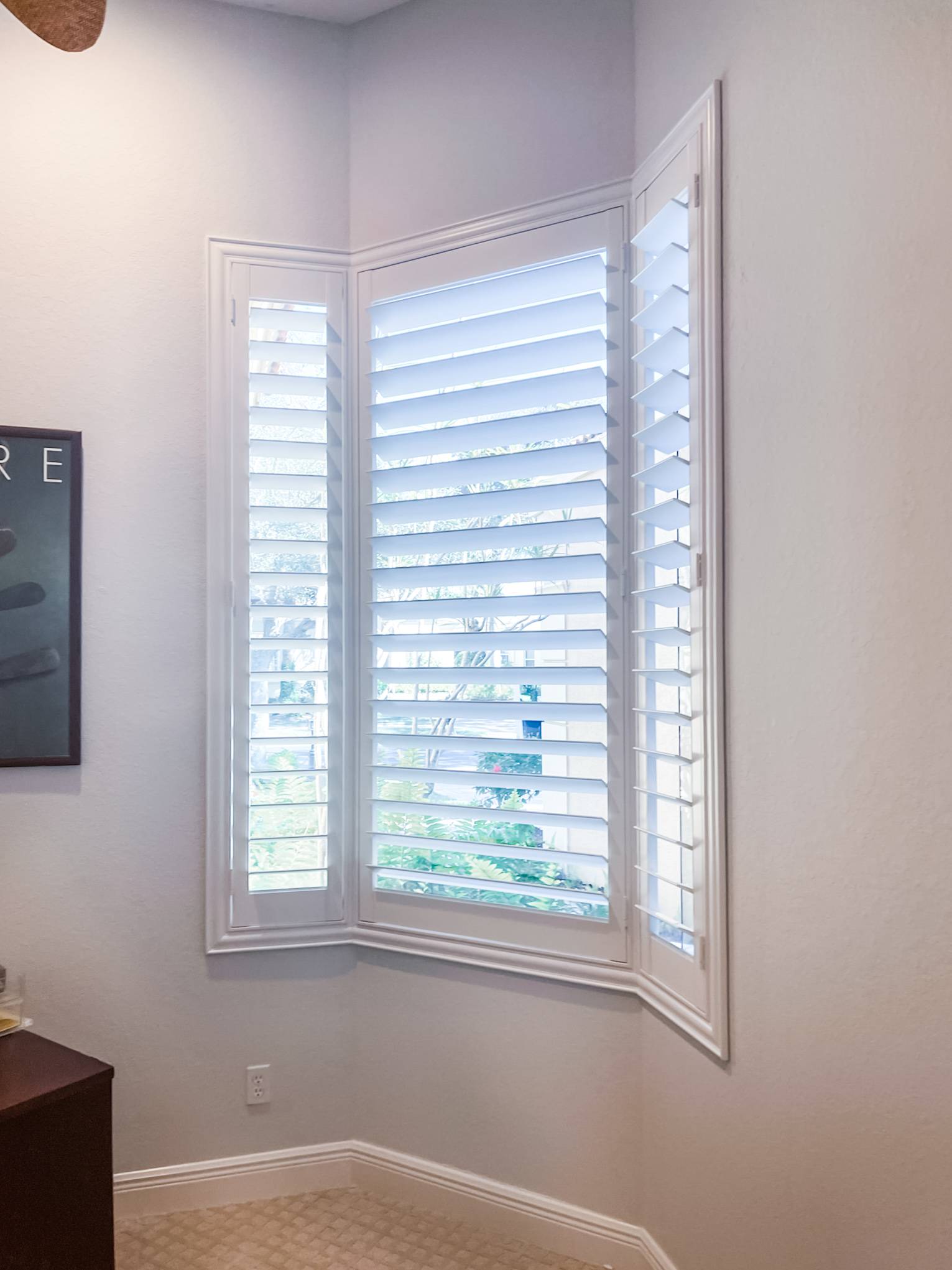 Plantation Shutters for bay windows in bedrooms in Cape Coral