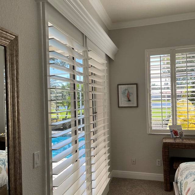 Plantation Shutters for large windows | Blinds for Large Windows and Large Sliding Doors - Custom Window Treatments - EV Blinds