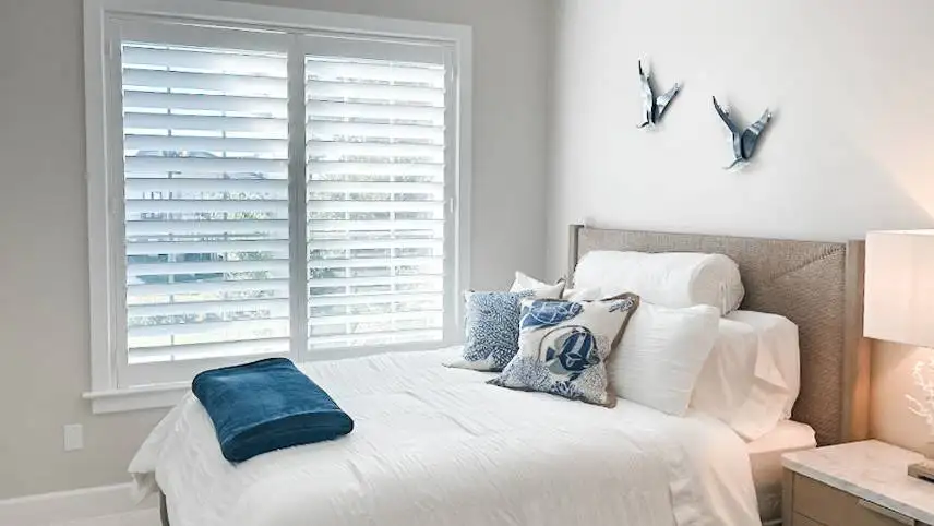 Plantation Shutters for small window blind in bedroom in Bonita Springs
