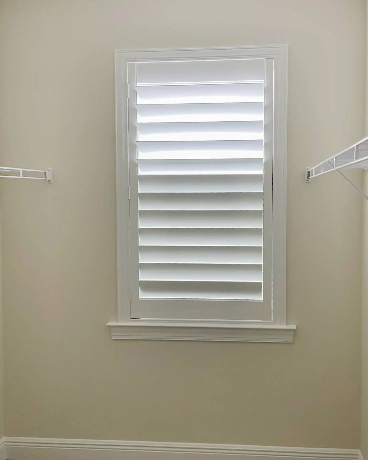 Plantation Shutters for small window blind in laundry rooms in Fort Myers