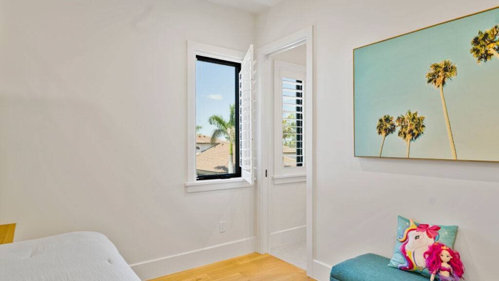 Plantation Shutters Kids Room Open Window by EV Blinds custom window treatments