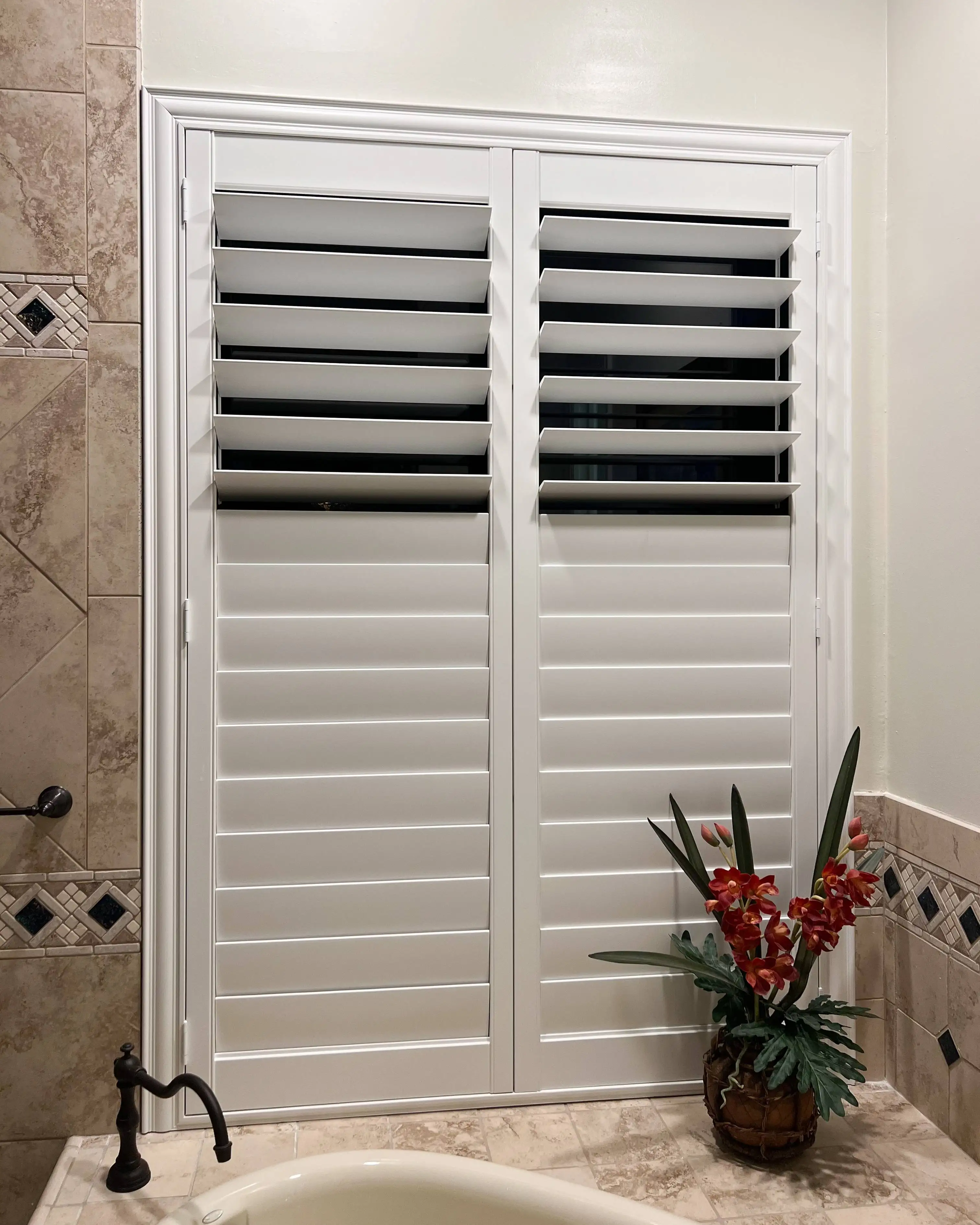 Plantation Shutters for small window blind in bathrooms in Naples