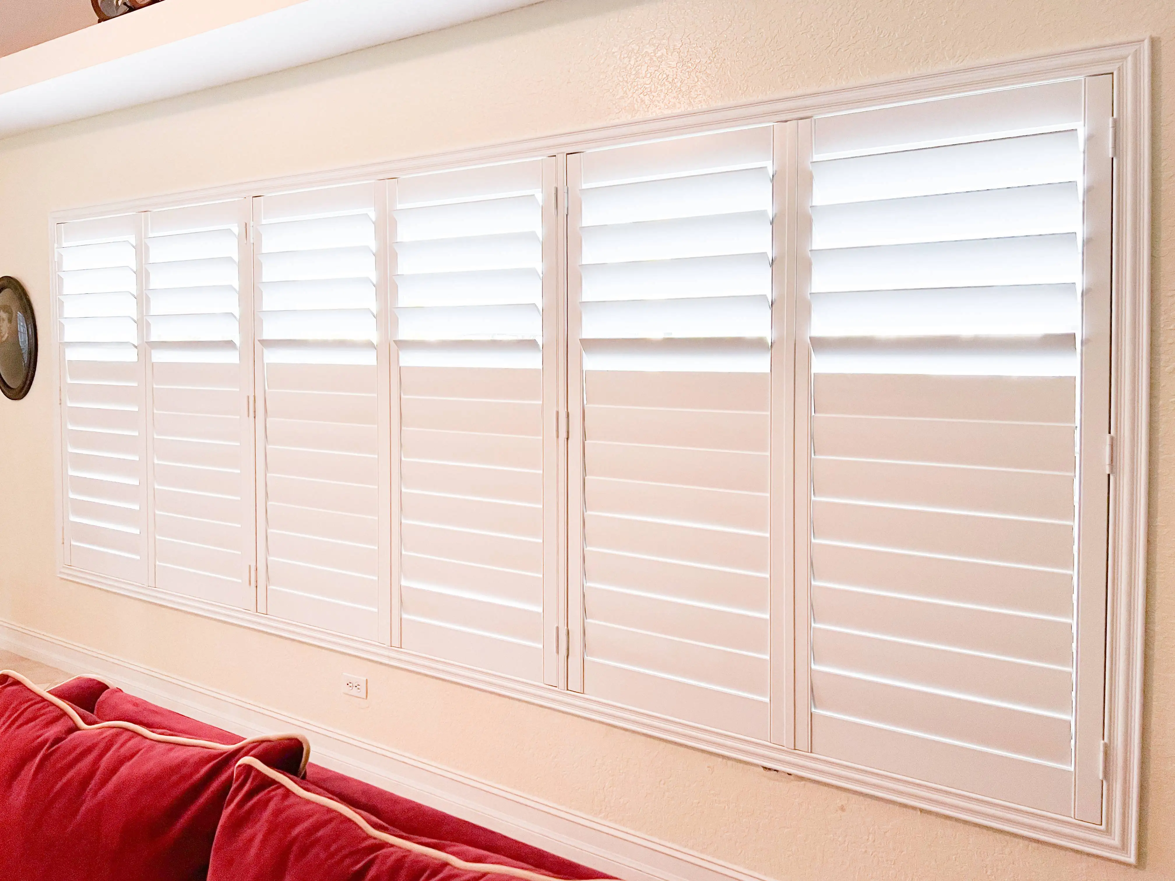 Plantation Shutters | large windows | living room | Estero Plantation Shutters for large windows in living room in Estero