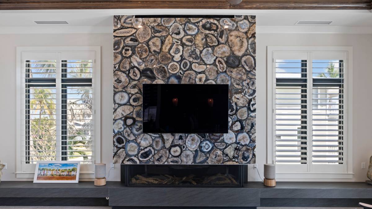 Plantation Shutters Living Room With Tv3 Ev Blinds Window Treatment Store 1200x675px