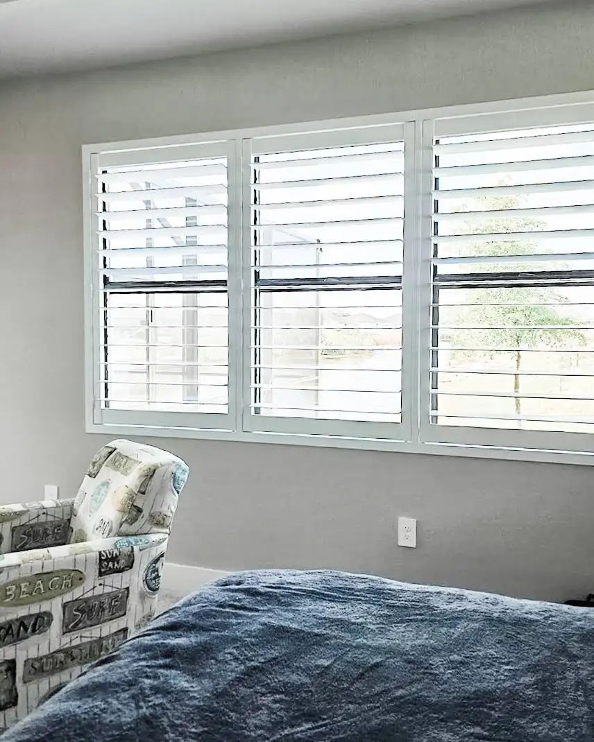 Plantation Shutters for small window blind in bedroom in Estero