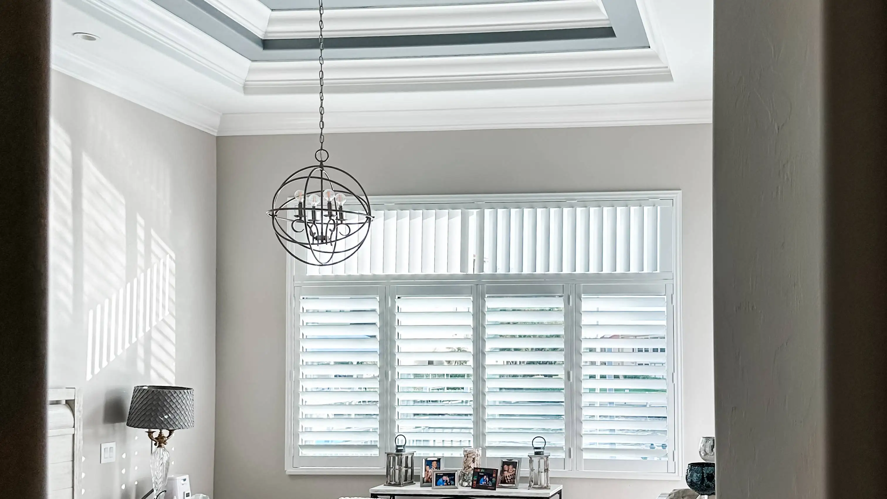 Plantation Shutters for small window blind in bedroom in Marco Island