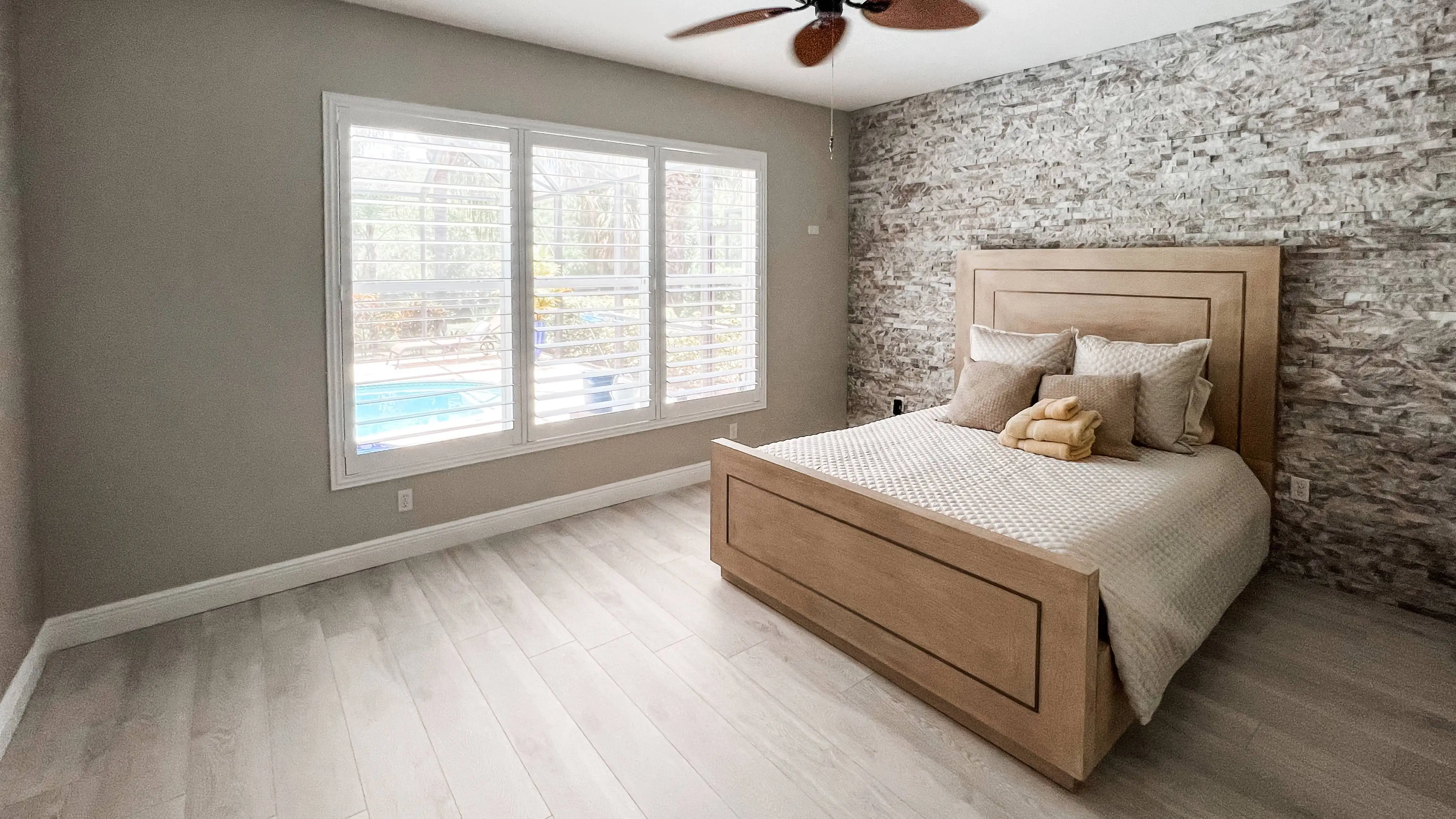 Plantation Shutters for small window blind in bedroom in Naples