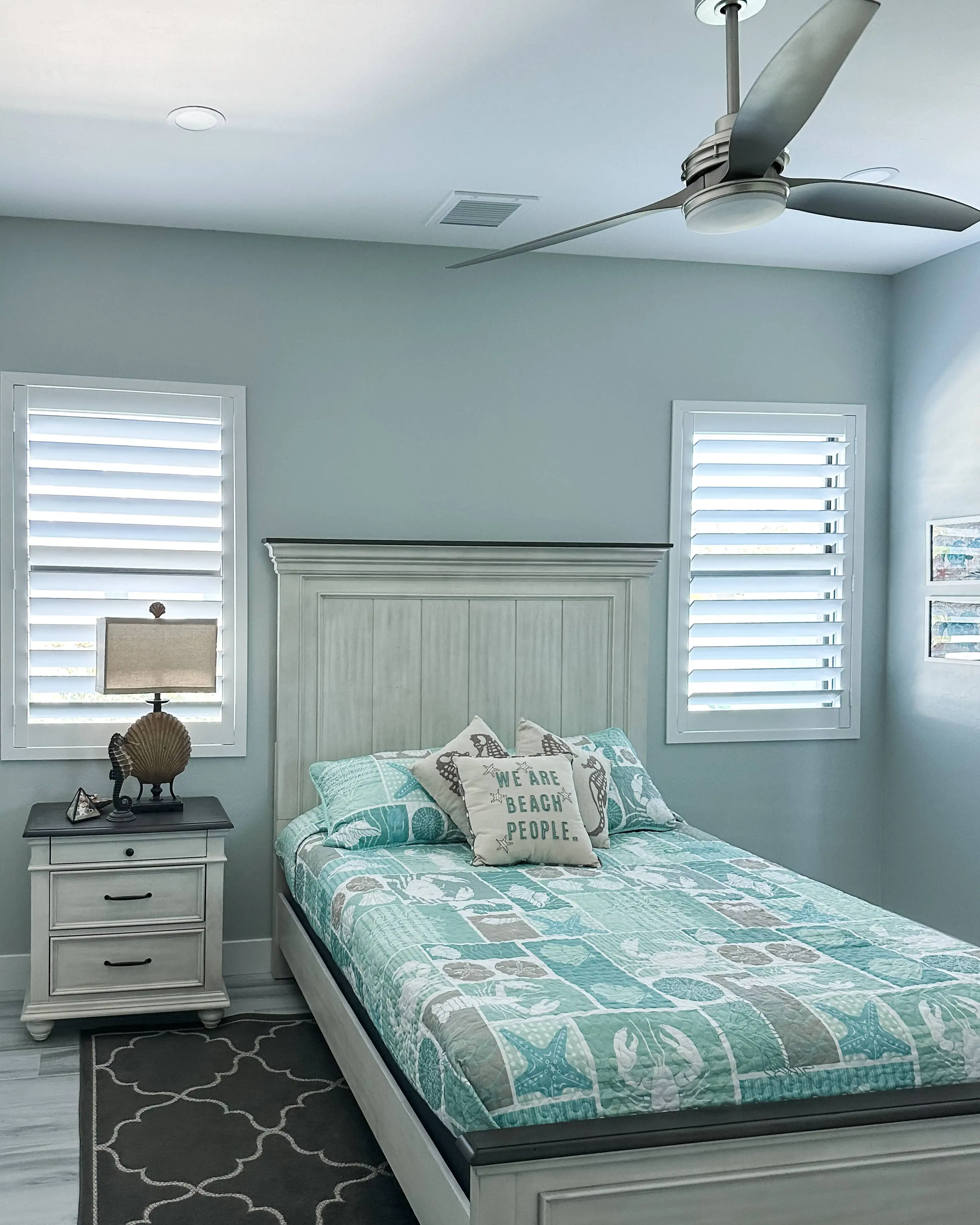 Plantation Shutters for small window blind in bedroom in Pelican Bay
