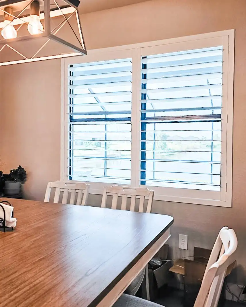 Plantation Shutters for small window blind in dining room in Estero