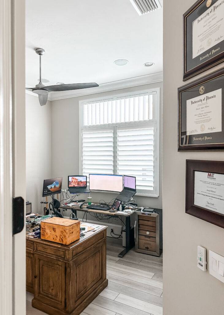 Plantation Shutters for small window blind in home office in Marco Island