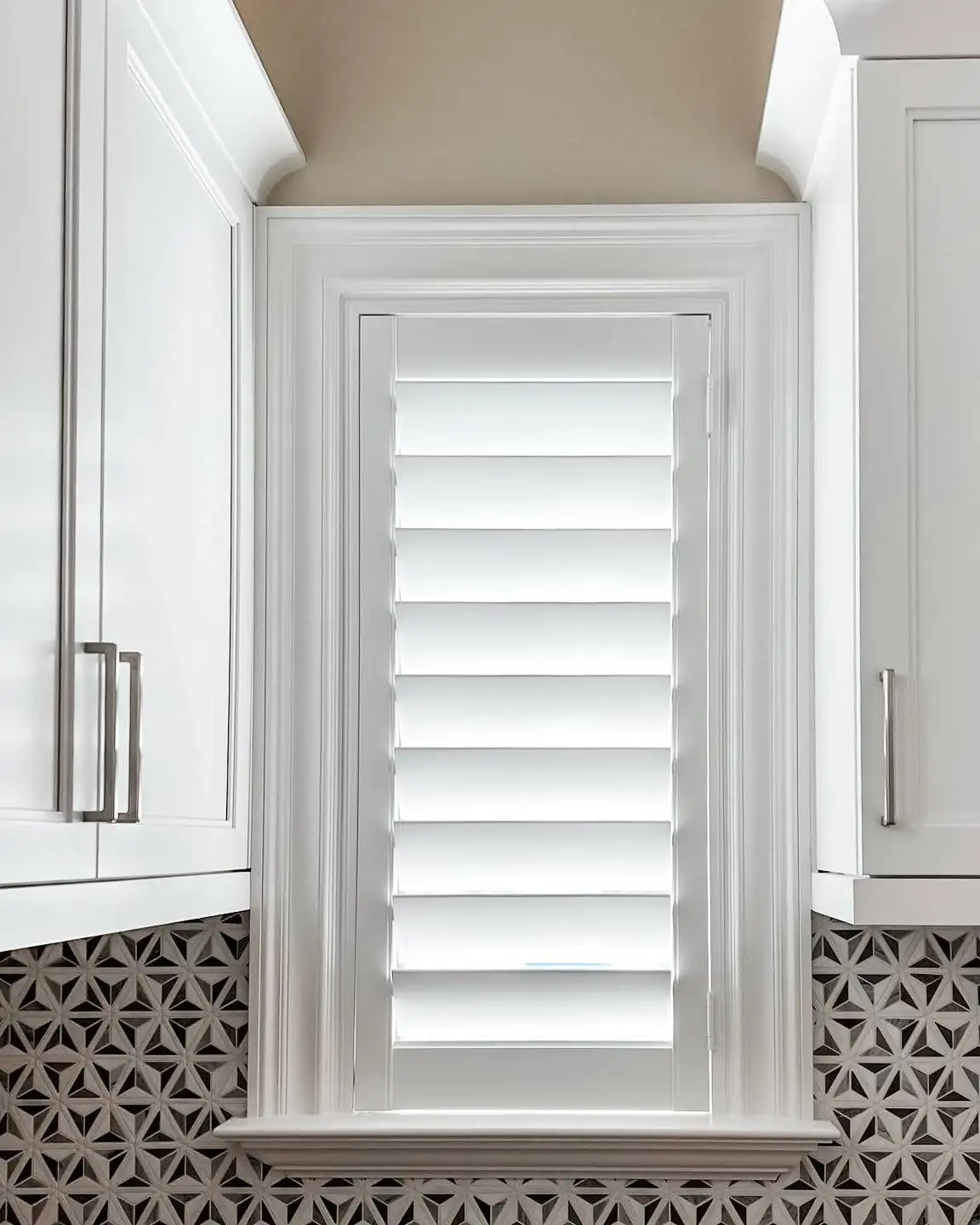 Plantation Shutters for small window blind in kitchen in Estero