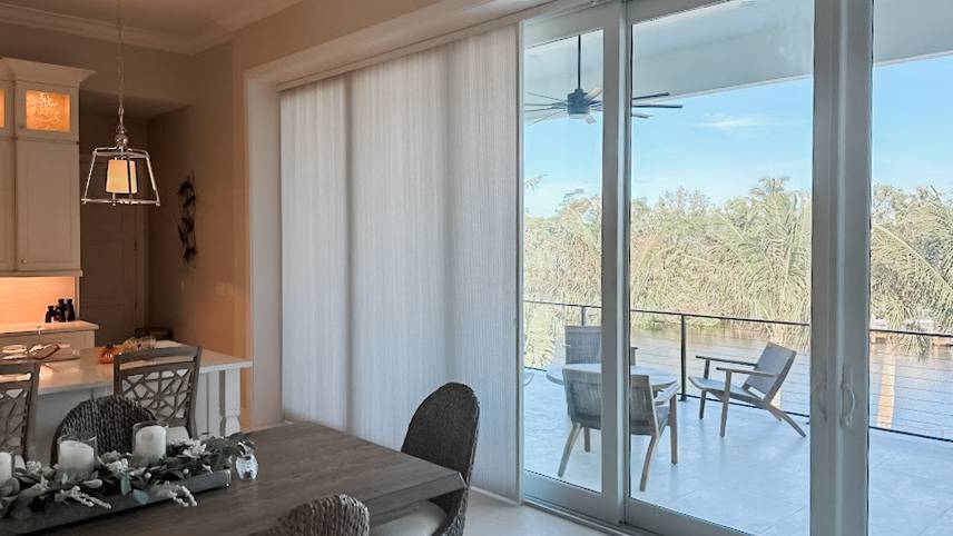 Custom cordless cellular blinds installed in a SWFL living room